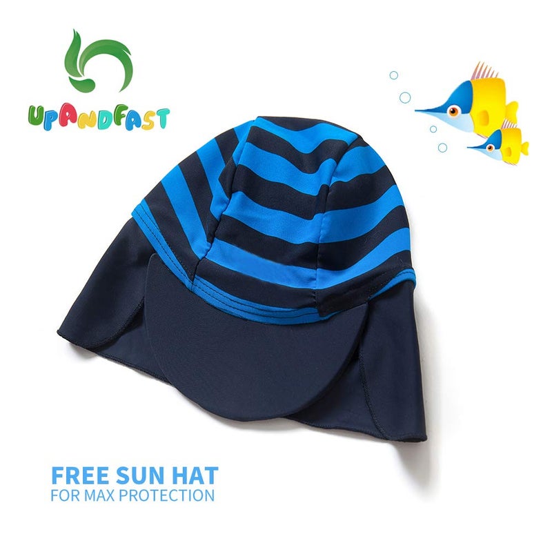 upandfast بدلة سباحة واحدة للأطفال الأولاد بأكمام طويلة من upandfast (كحلي، 3-6 أشهر) - Image 3